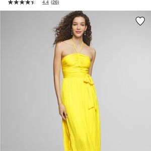 White House Black Market Yellow Asymmetrical Strapless Bustier Sundress 2